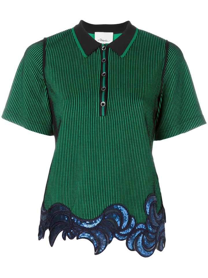 3.1 Phillip Lim Sequin Embroidered Polo Shirt - Green