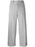 Chloé - Pinstriped Cropped Trousers - Women - Silk/cotton/spandex/elastane/virgin Wool - 36, Blue, Silk/cotton/spandex/elastane/virgin Wool