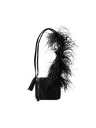 Marques'almeida Black Ostrich Feather Strap Leather Shoulder Bag