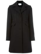 Carven Seam Detail Buttoned Coat, Women's, Size: 36, Black, Polyamide/acetate/viscose/virgin Wool