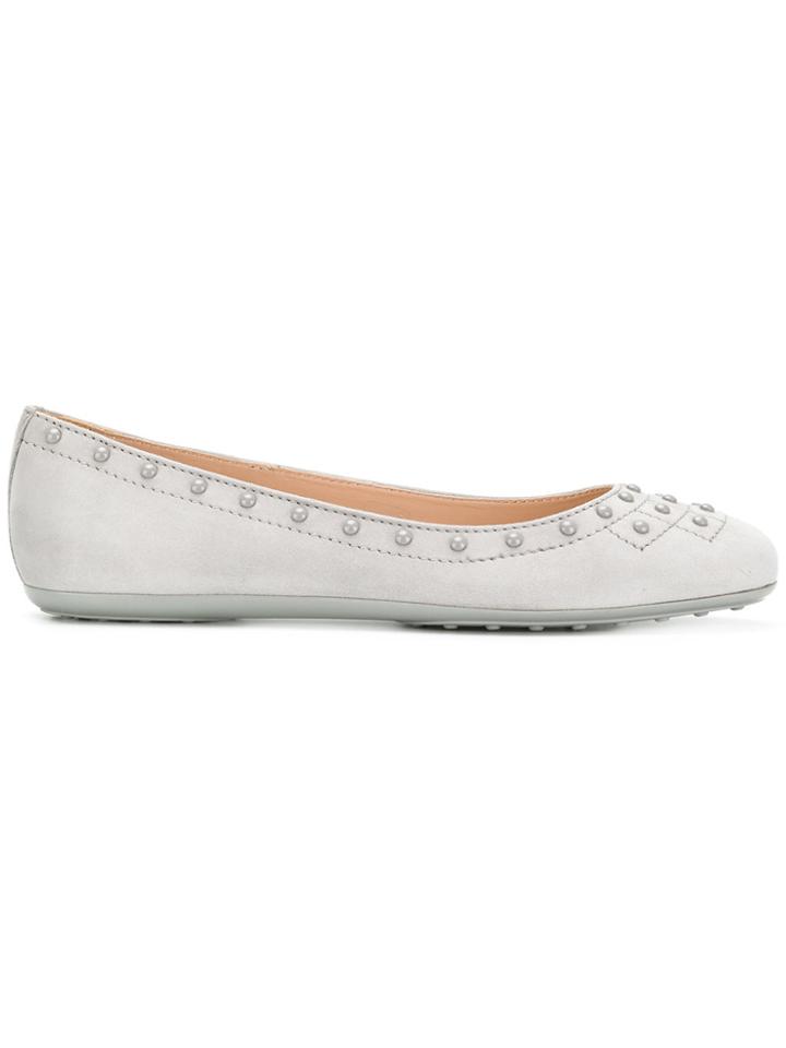 Tod's Studded Ballerina Shoes - Grey