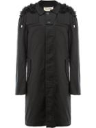 Saint Laurent Lamb Fur Hooded Coat - Black