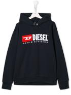 Diesel Kids Contrast Logo Hoodie - Blue