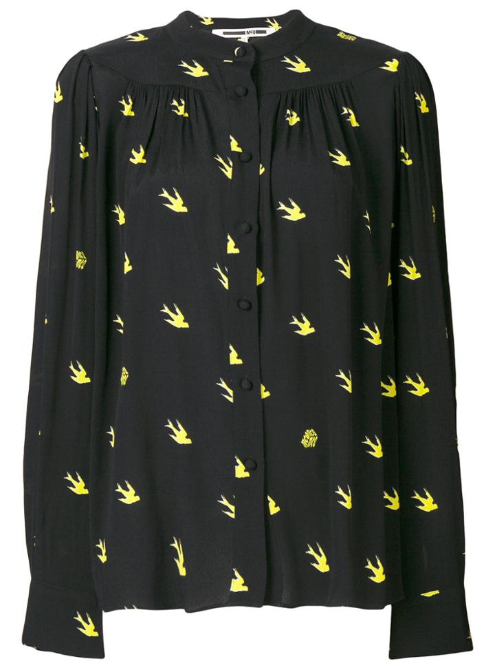 Mcq Alexander Mcqueen Swallows Mandarin Collar Blouse - Black
