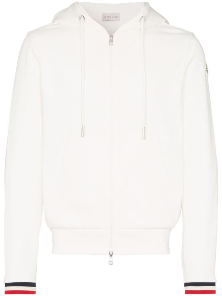 Moncler Stripe Detail Cotton Hoodie - White