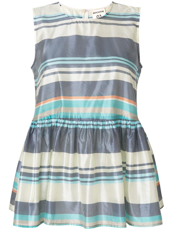 Semicouture Sleeveless Striped Vest - Blue