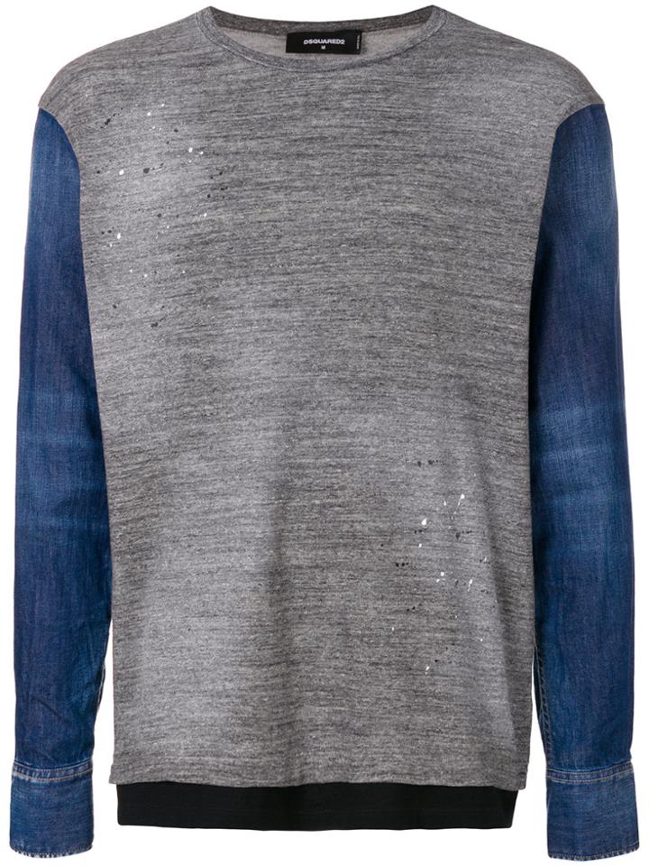 Dsquared2 Denim Sleeve Jumper - Grey