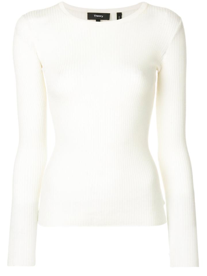 Theory Fitted Round Neck Top - White