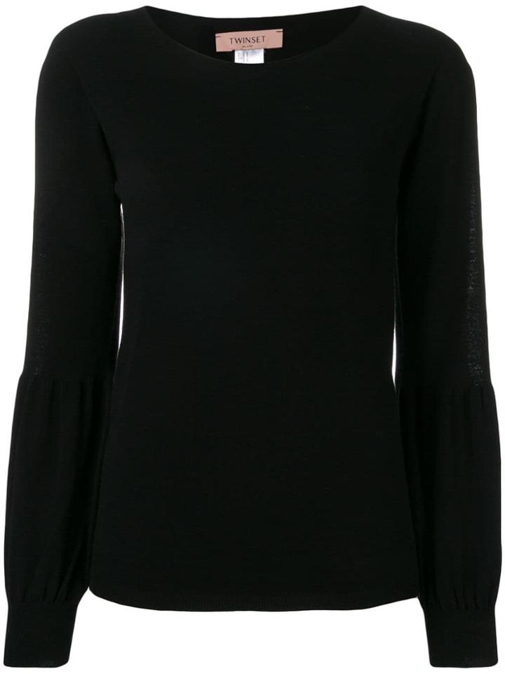 Twin-set Arm Slit Knitted Top - Black