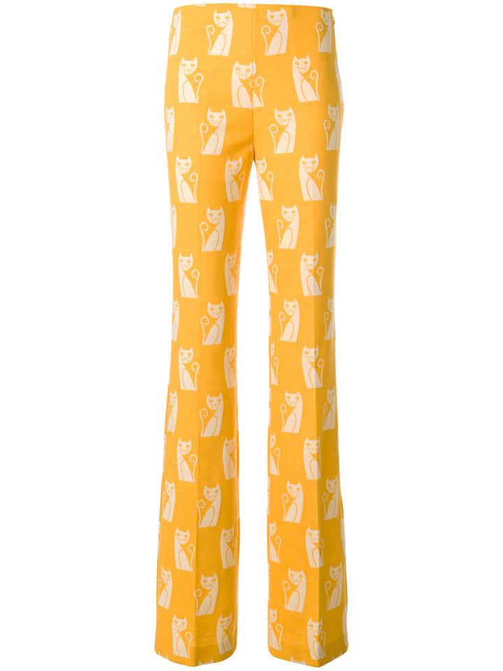 Miu Miu Cats Print Pants - Yellow & Orange