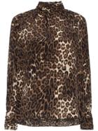 Nili Lotan Alana Leopard Print Silk Blouse - Brown