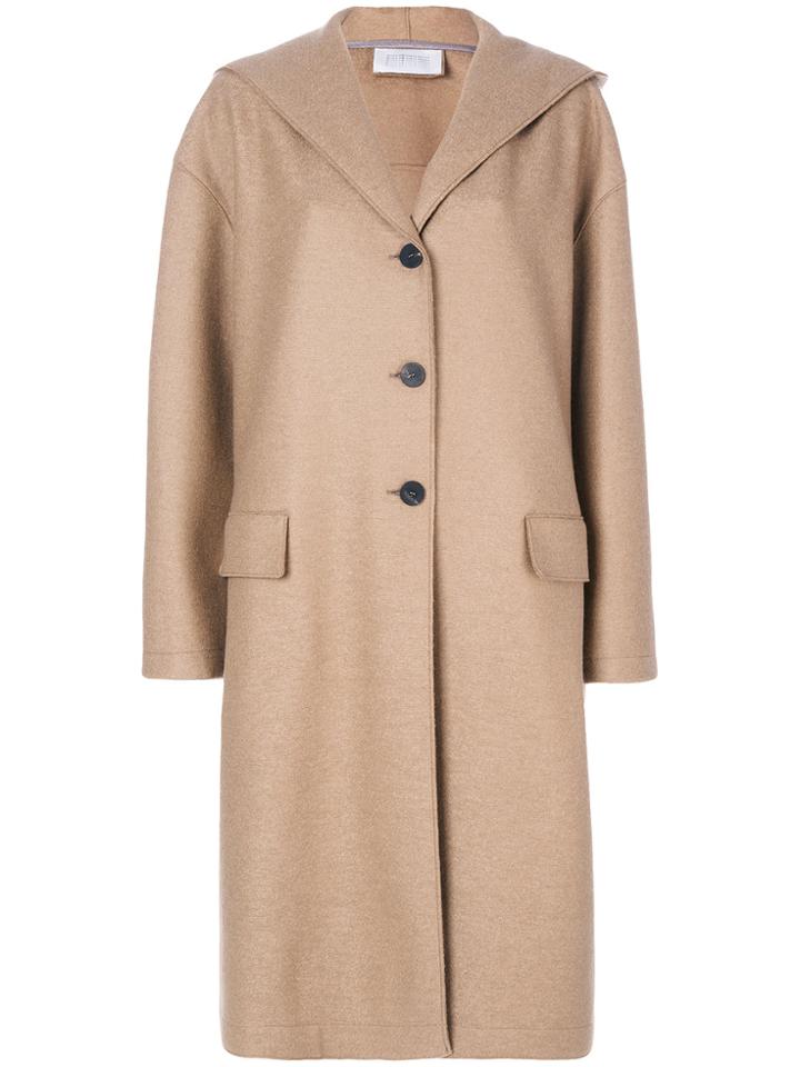 Harris Wharf London Hooded Coat - Brown