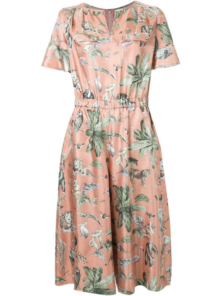 Muveil Jungle Motif Jumpsuit, Women's, Size: 38, Nude/neutrals, Polyester