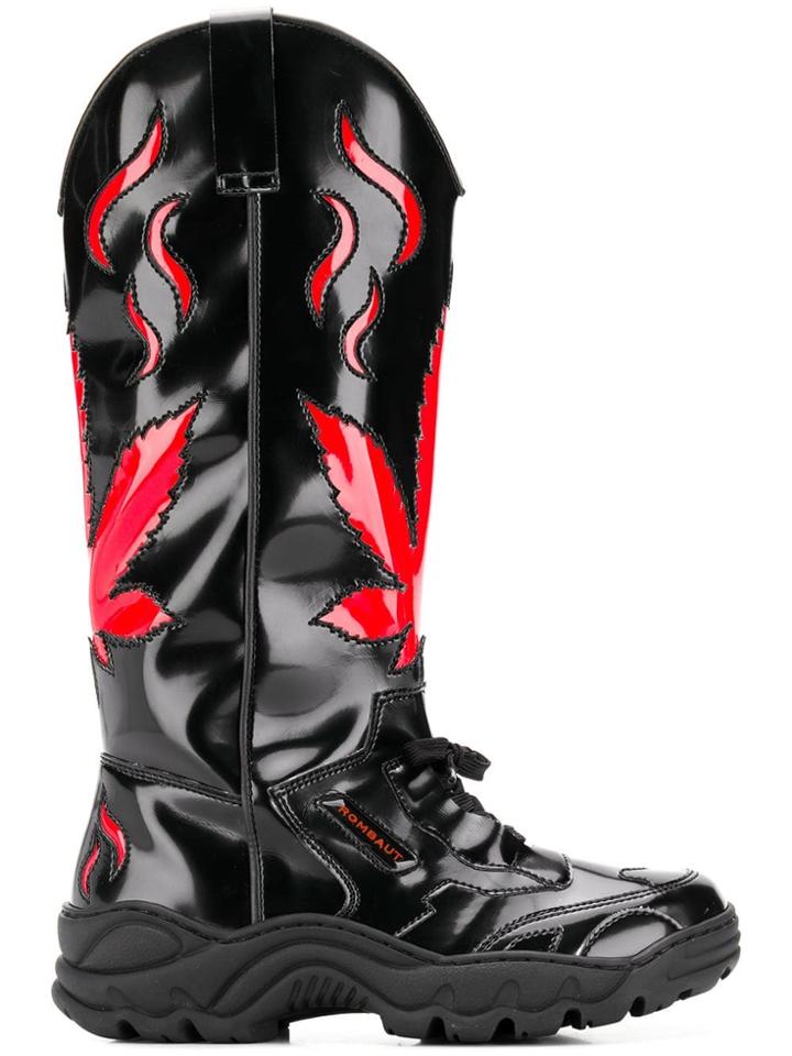 Rombaut Leaf Detail Knee Boots - Black