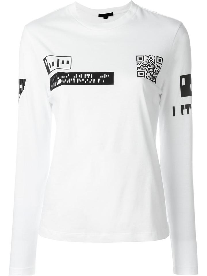 Alexander Wang Qr Code Print T-shirt, Women's, Size: Small, White, Cotton