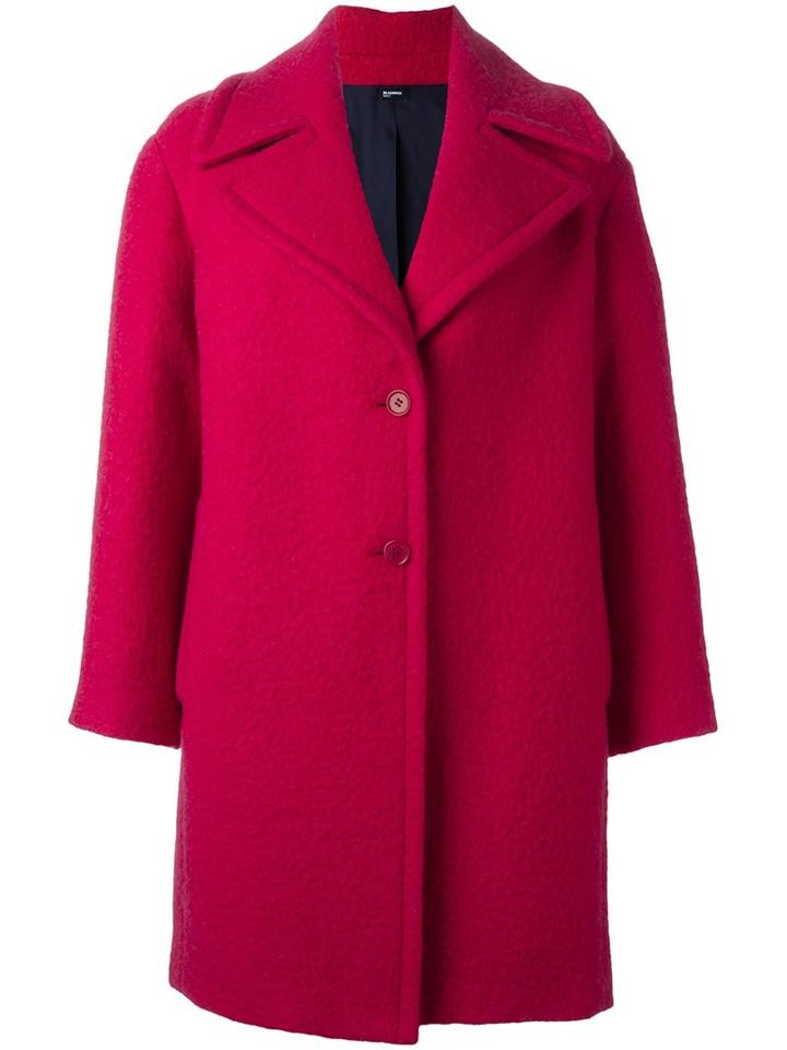 Jil Sander Navy Single Breasted Woven Coat, Women's, Size: 38, Pink/purple, Polyamide/acetate/cupro/wool