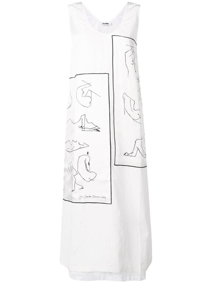 Jil Sander Drawings Print Dress - White