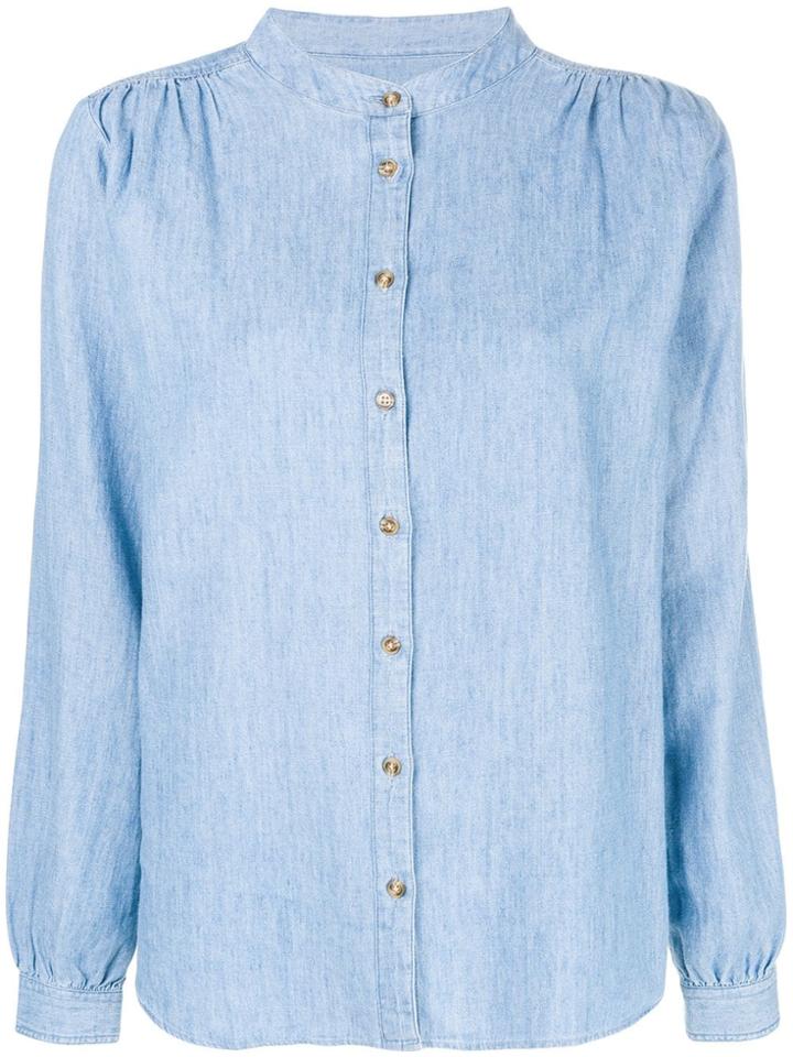 Closed Collarless Shirt - Blue