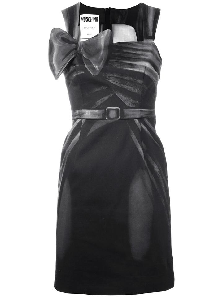 Moschino - Bow-detail Fitted Dress - Women - Cotton/other Fibers - 40, Women's, Grey, Cotton/other Fibers