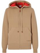 Burberry Embroidered-logo Cashmere Hoodie - Neutrals