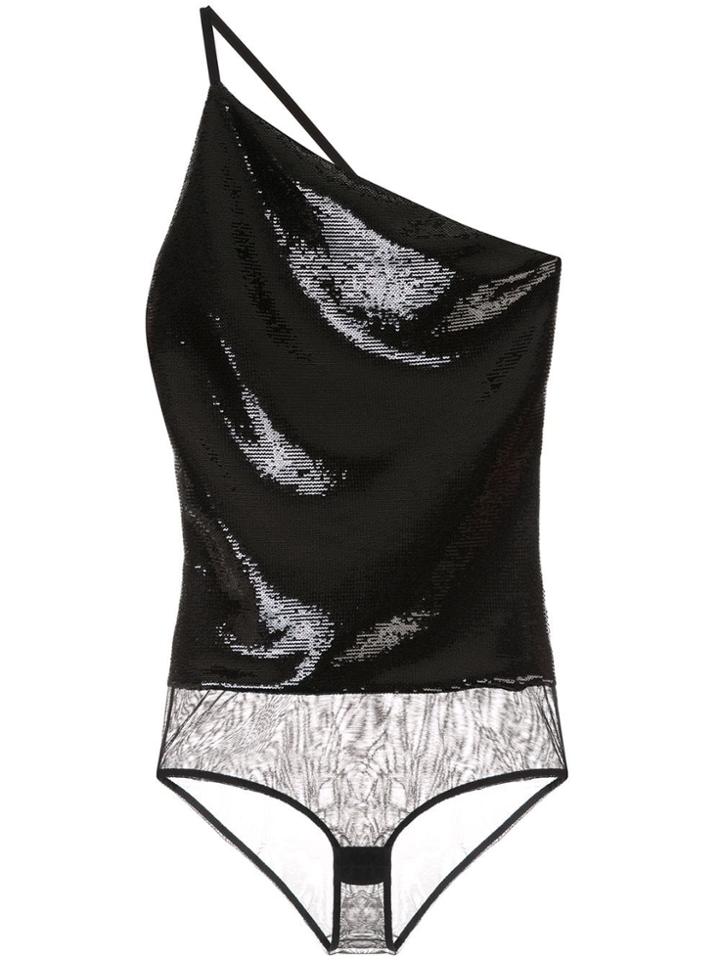 Ralph Lauren One-shoulder Sequin Bodysuit - Black