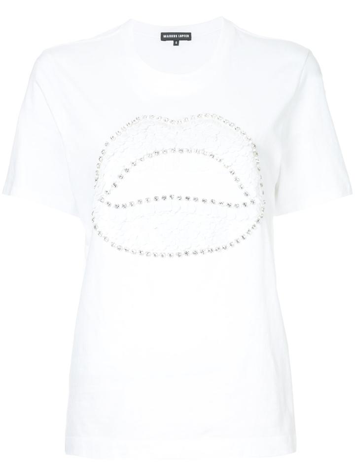 Markus Lupfer Lips Embellished T-shirt - White