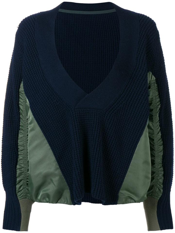 Sacai Oversized Colour-block Sweater - Blue