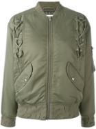 Iro Lace-up Detail Bomber Jacket, Women's, Size: 34, Green, Nylon/polyester