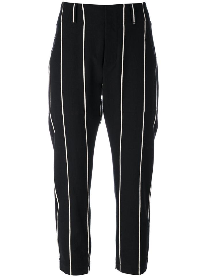 Brunello Cucinelli - Striped Cropped Trousers - Women - Cotton - 44, Women's, Black, Cotton