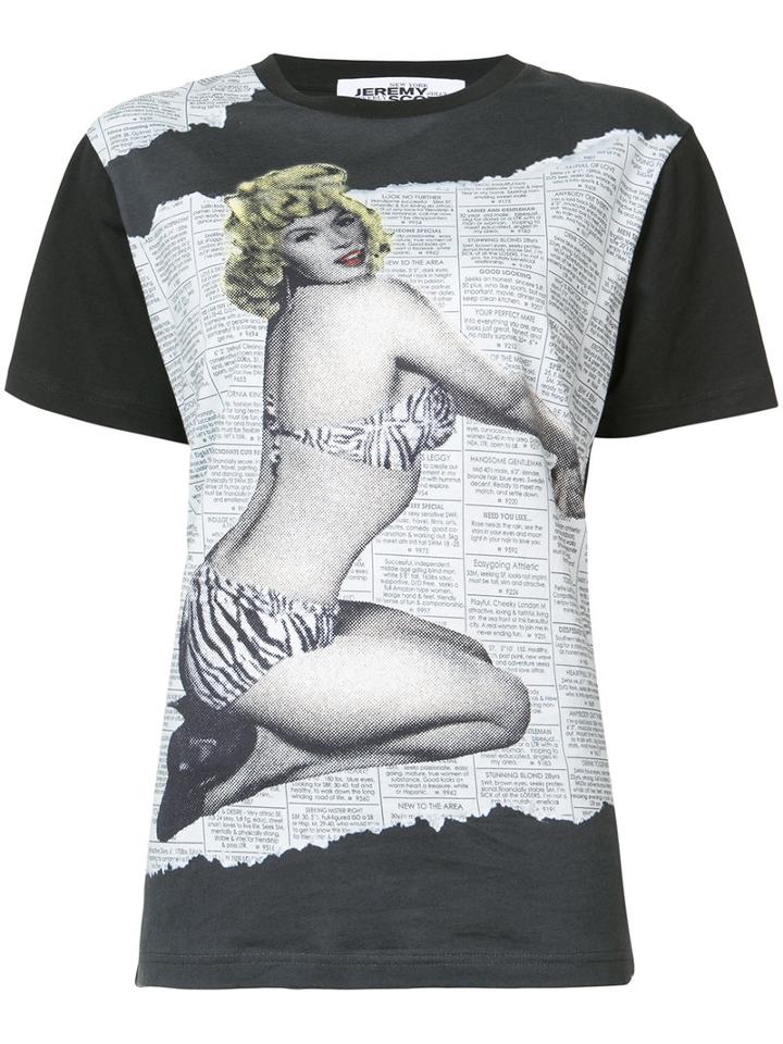 Jeremy Scott - Printed T-shirt - Women - Cotton - S, Women's, Black, Cotton
