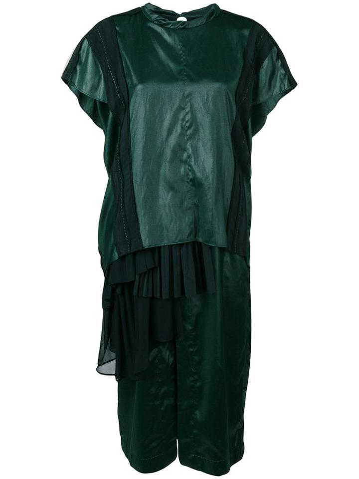 Carven Liquid Satin Pleated Gown - Green