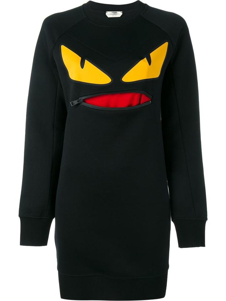Fendi Bag Bugs Long Sweatshirt, Women's, Size: 44, Black, Cotton/polyamide