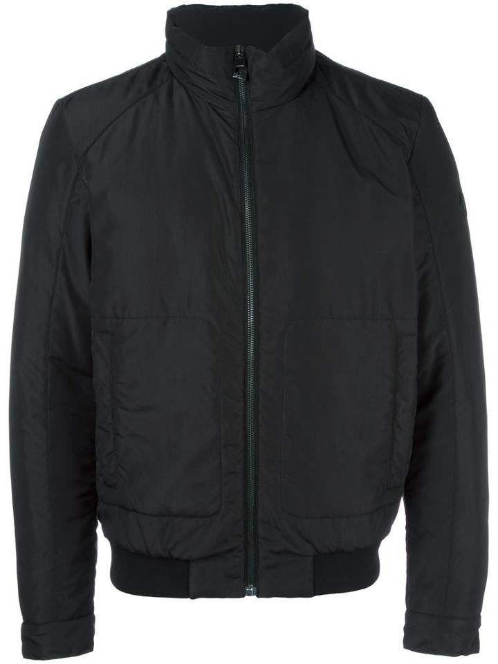 Versace Collection High Neck Zipped Jacket, Men's, Size: 46, Black, Polyester/polyamide/spandex/elastane