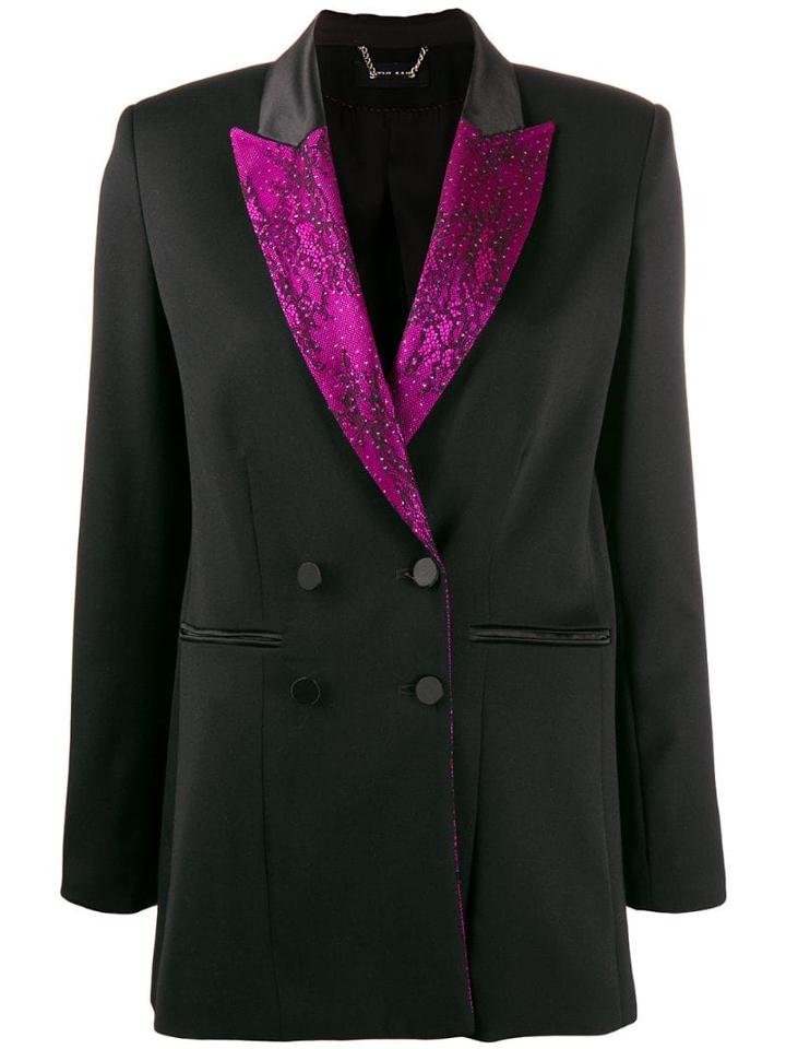 Styland Floral Lace Lined Blazer - Black