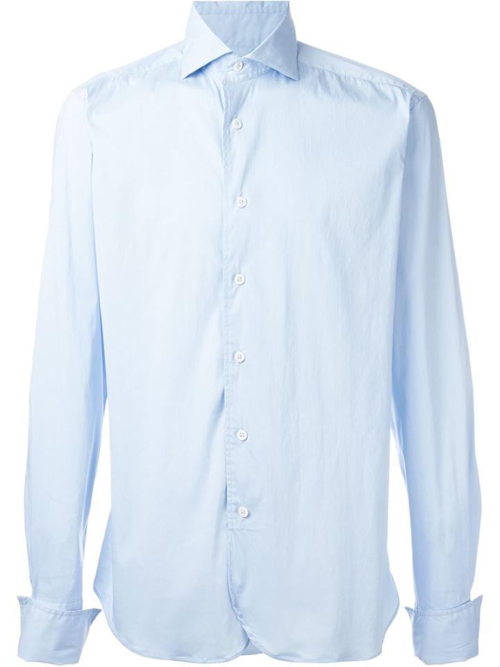 Al Duca D'aosta 1902 Cutaway Collar Shirt, Men's, Size: Xxl, Blue, Cotton/polyamide/spandex/elastane