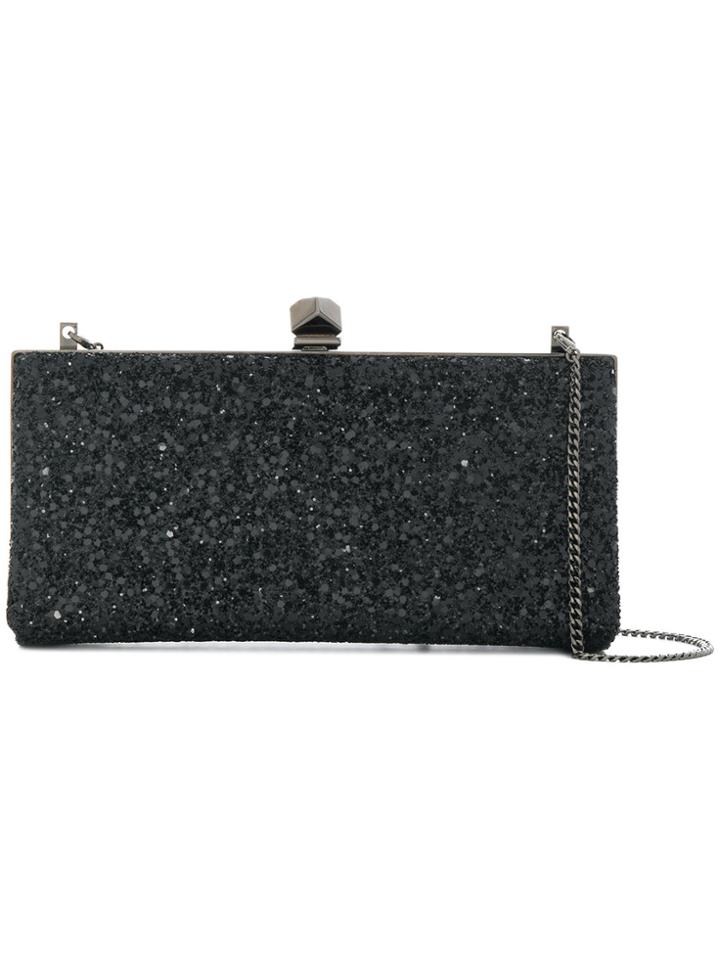 Jimmy Choo Coarse Glitter Clutch Bag - Black