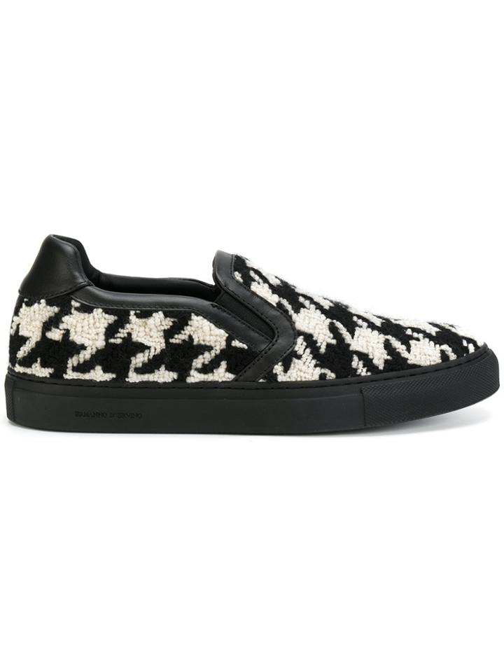 Ermanno Scervino Houndstooth Print Slip On Sneakers - Black