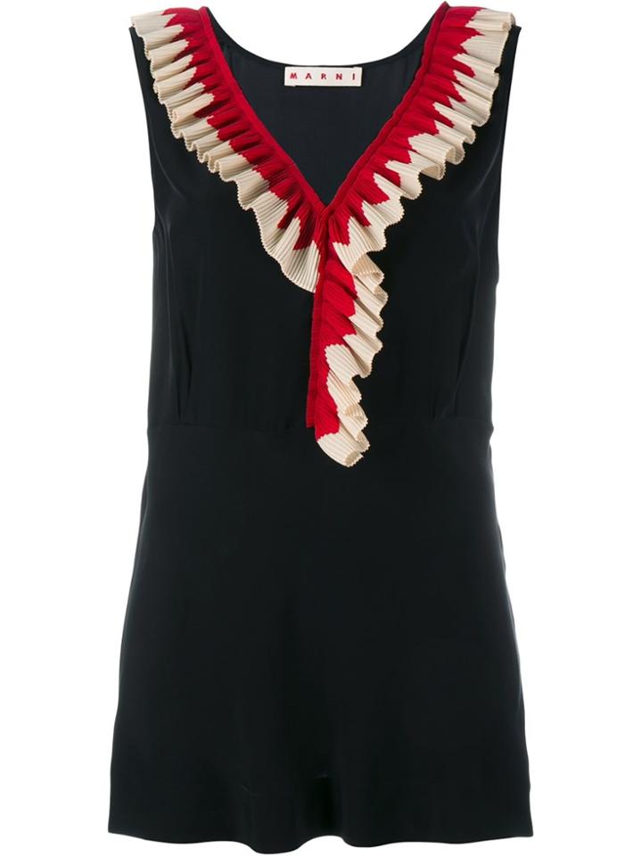Marni Sleeveless Ruffled Top - Black