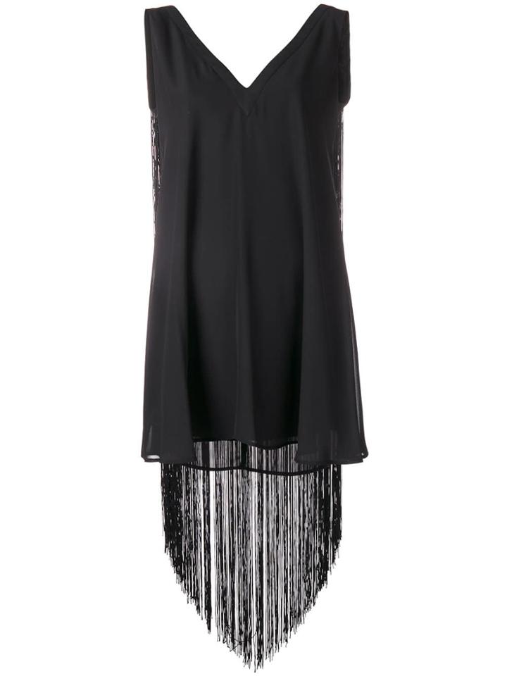 Liu Jo Fringed Back Flared Dress - Black