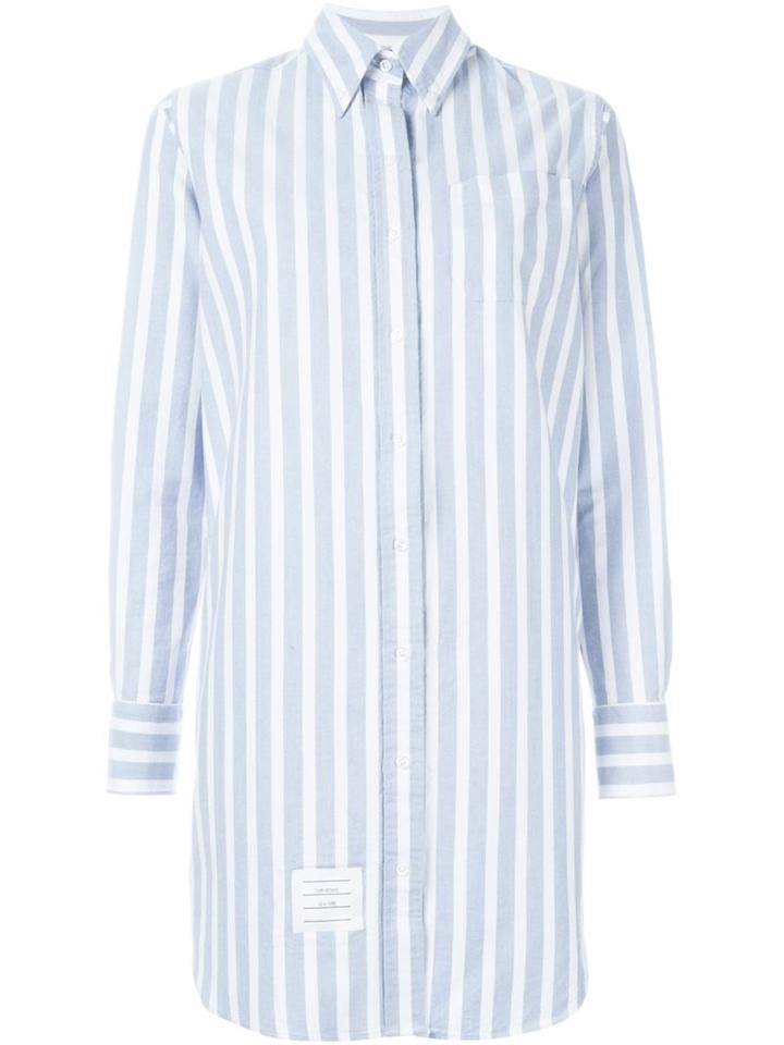 Thom Browne Striped Oversize Shirt, Women's, Size: 00, Blue, Cotton