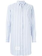 Thom Browne Striped Oversize Shirt, Women's, Size: 00, Blue, Cotton