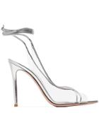 Gianvito Rossi Silver Metallic Denise Leather And Pvc 105 Sandals