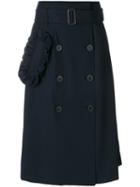 Erika Cavallini - Belted Midi Skirt - Women - Spandex/elastane/virgin Wool - 42, Blue, Spandex/elastane/virgin Wool