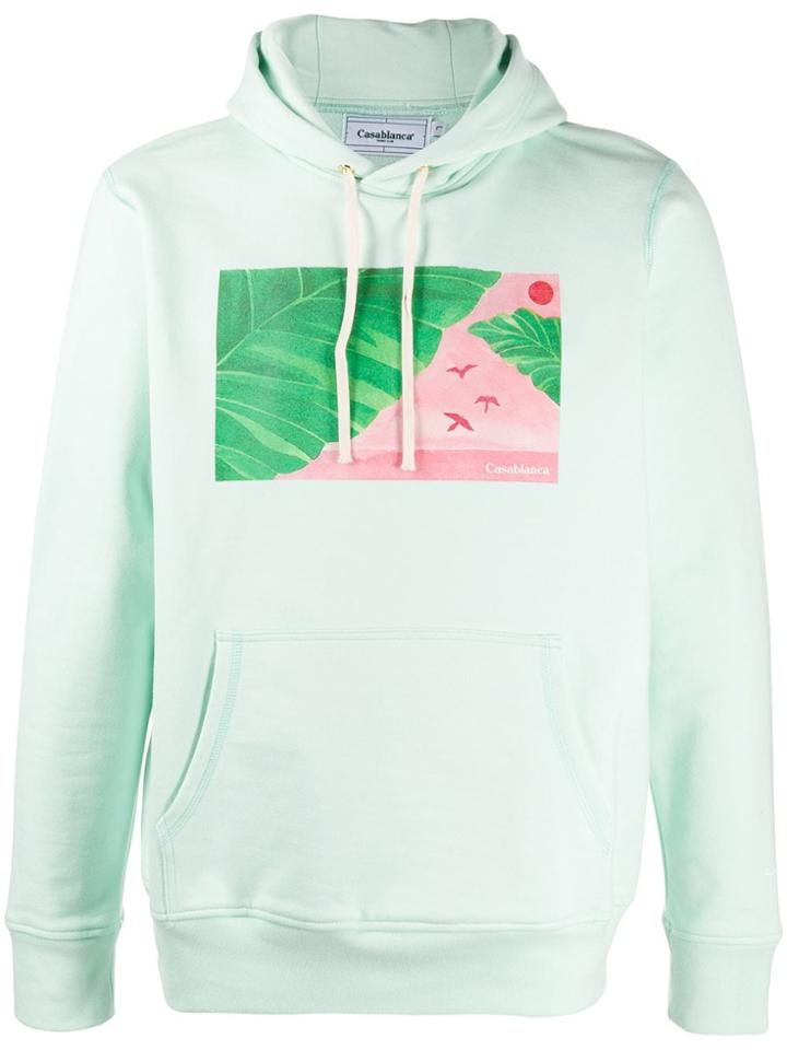 Casablanca Tropical Graphic Print Hoodie - Green