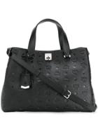 Mcm Textured Tote Bag With Strap - Black