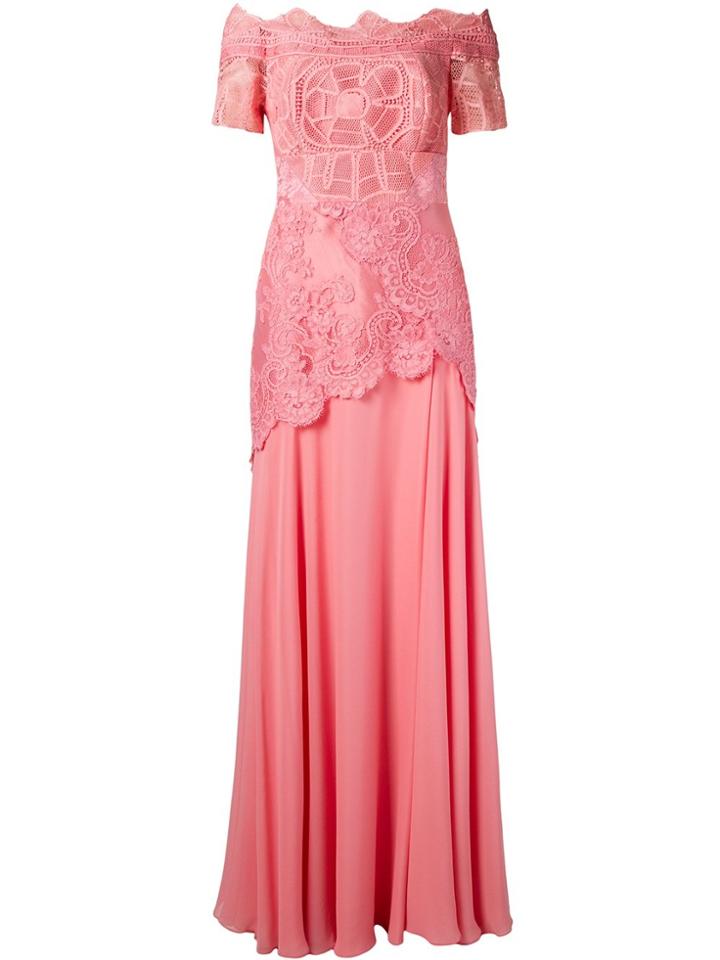 Martha Medeiros Off The Shoulder Lace Patricia Gown - Pink & Purple