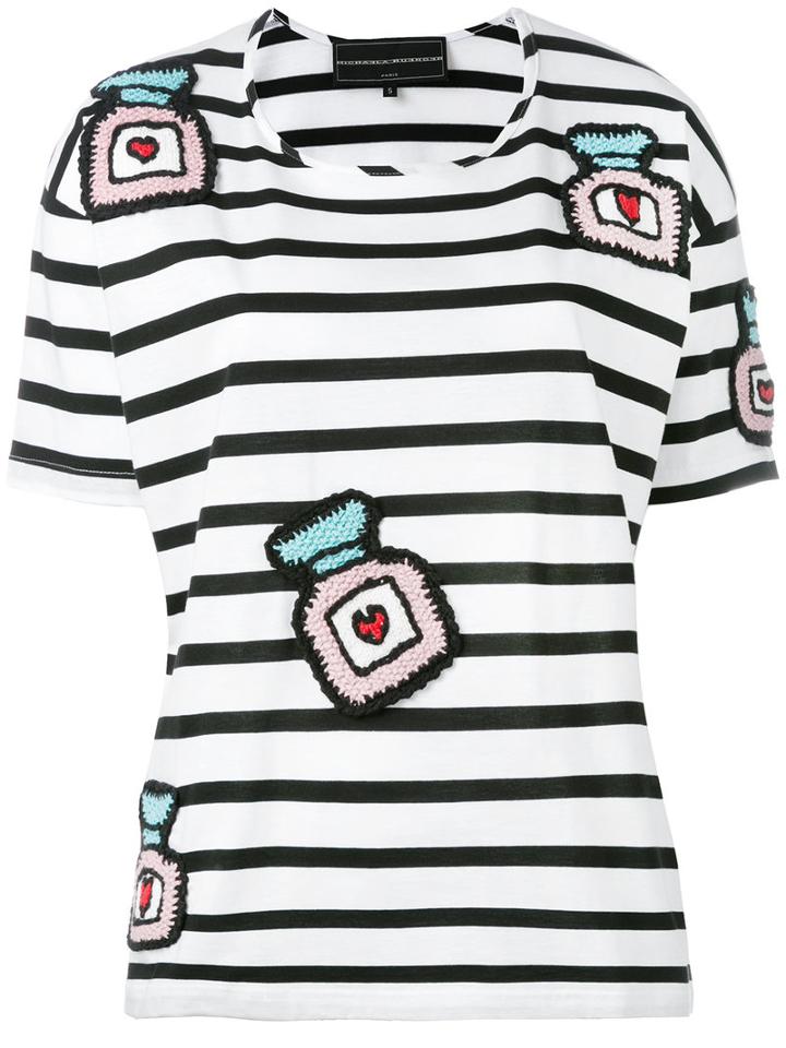 Michaela Buerger Knitted Patches T-shirt, Women's, Size: Medium, Black, Cotton