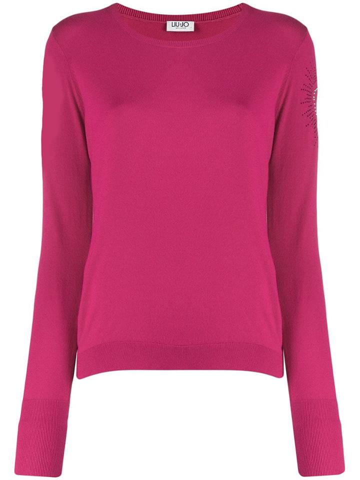 Liu Jo Embellished Sleeve Knit Sweater - Pink
