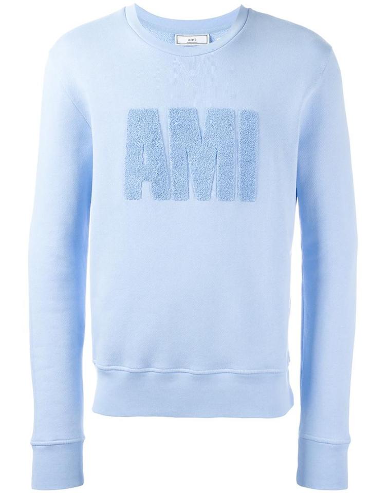 Ami Alexandre Mattiussi Terycloth Ami Logo Sweatshirt, Men's, Size: Small, Blue, Cotton