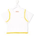 No21 Kids Pom Pom Trim T-shirt, Girl's, Size: 10 Yrs, White